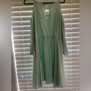 Torrid Size 3 Keyhole Back Tie Long Sleeve Mint Dress